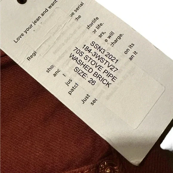 RE/DONE NWT 70s Stove Pipe in washed brick - Picture 4 of 4